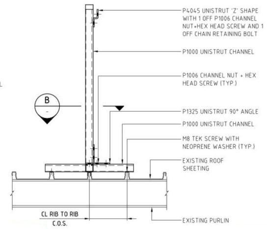 Roof sheeting chain barrier kit (No Chain or anchors)