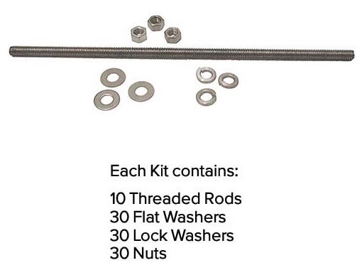Coax Block Hardware Kit 8" Threaded Bar 10PK