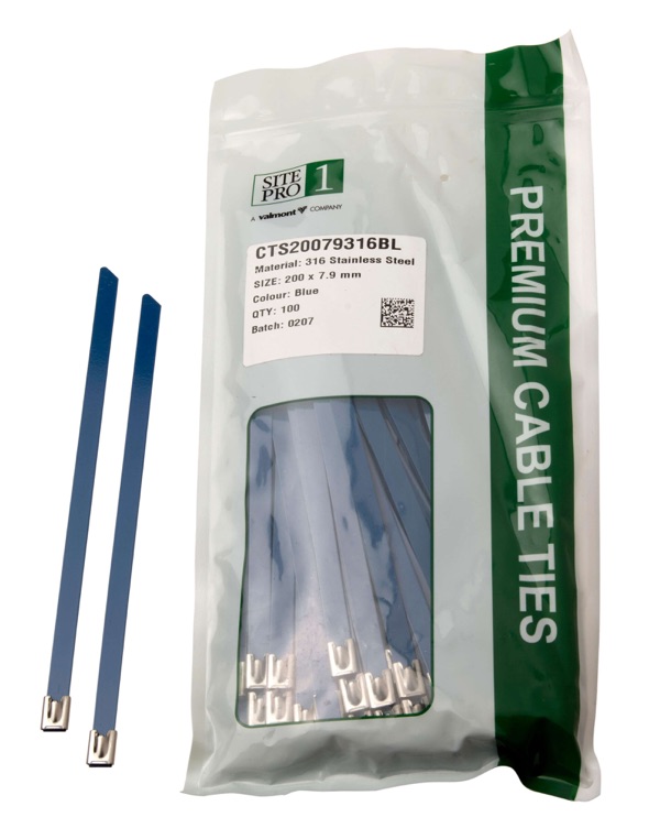 Cable Tie SS316 200x 7.9mm Blue 100PK