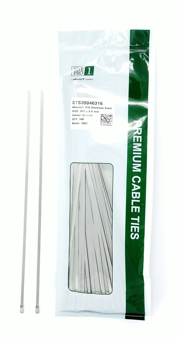 Cable Tie SS316 350x 4.6mm 100PK