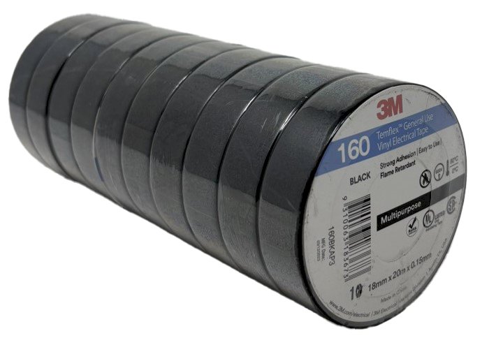 3M Black Temflex Electrical Tape 18mm 20M 10PK