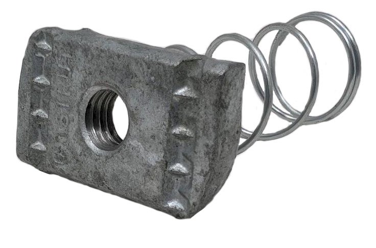 Strut Nut w Spring Unist HDG P1000/P2000 M8