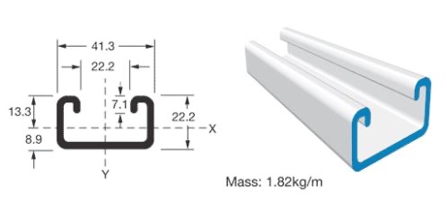 Strut Unistrut HDG 41x22x2.5mm 6M