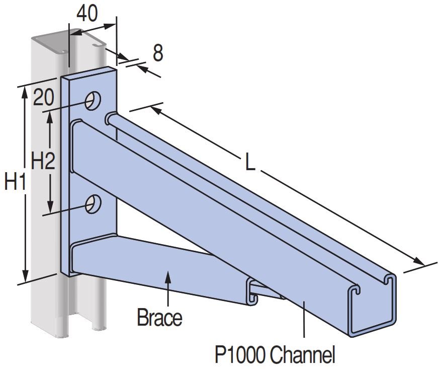 Cantilever Bracket Flat End HDG 780L