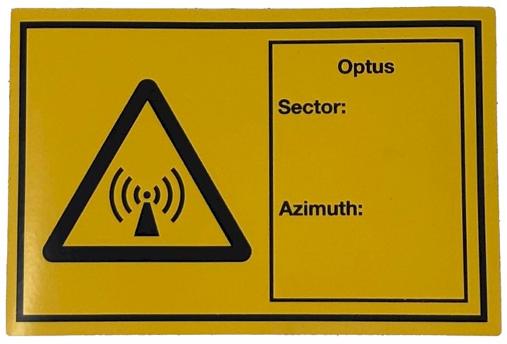 RF Radiation Label 100mm & AZIMUTH Sector