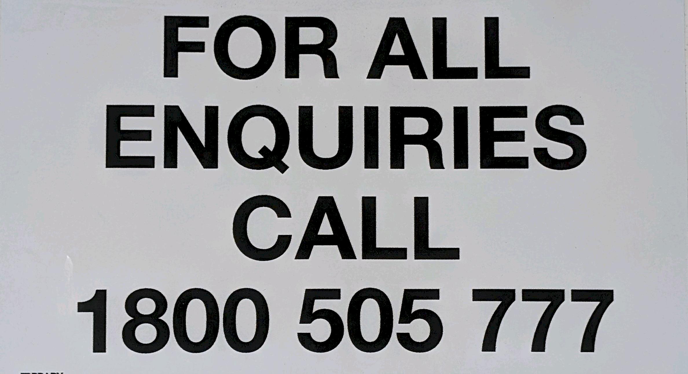 Enquiries Call 1800 505 777 210x120 Label