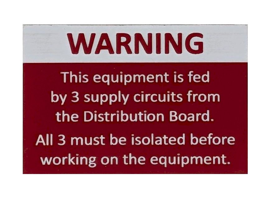 Warning Equipment Fed by 3 Supply Circuits 60x40 Traffolyte