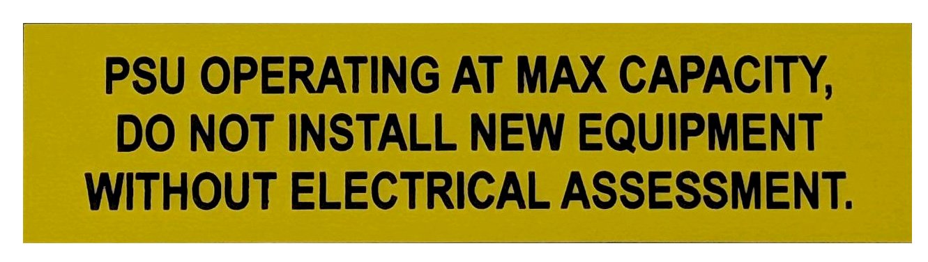 PSU Operating at Max Capacity Yellow 100x25