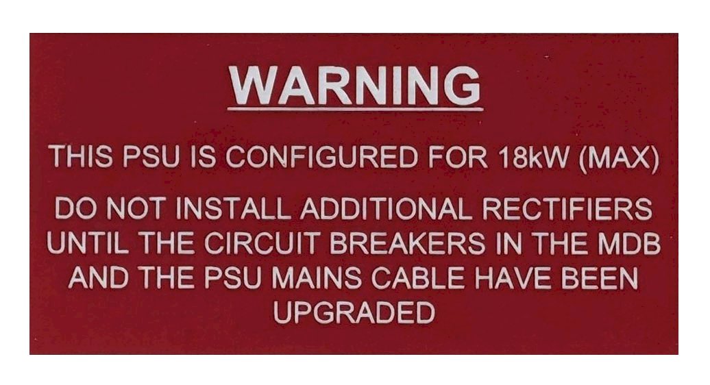 Label Traffolyte PSU RM conf to 18kw 80x40 Red