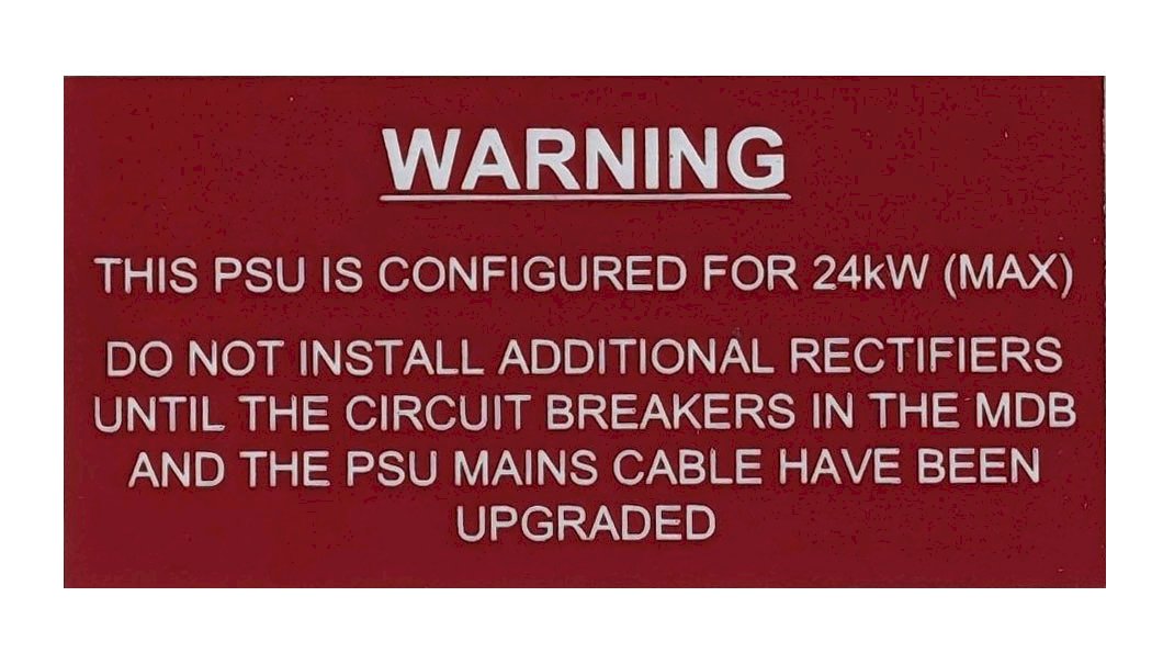 Label Traffolyte PSU RM conf to 24kw 80x40 Red