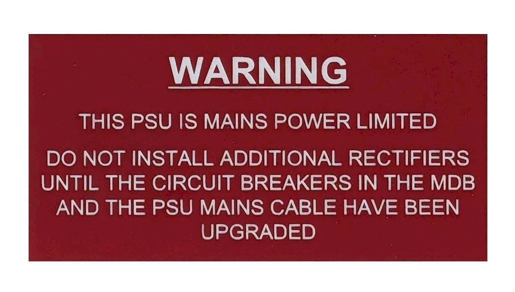 Label Traffolyte PSU RM power limited 80x40 Red