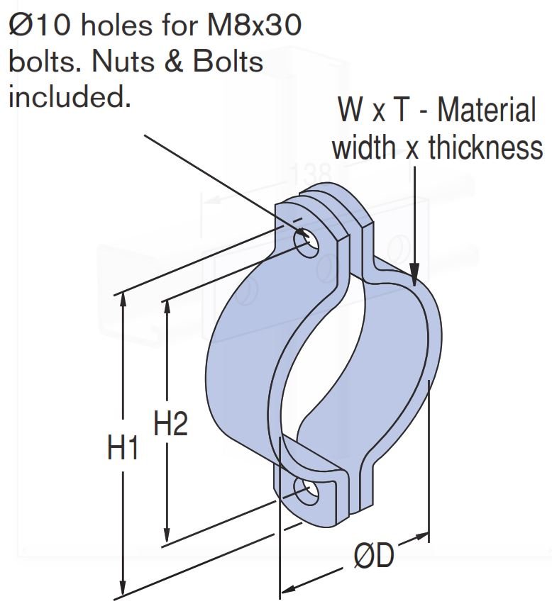Saddle Clamp Unistrut HDG Suit 48 Pipe