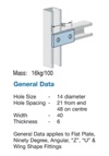Strut Flat Fit. Plate Unistrut HDG 90x22mm
